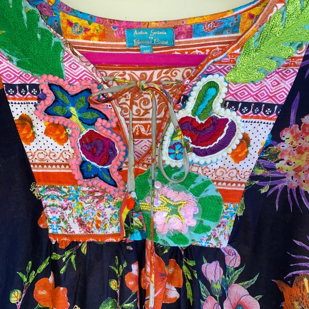 ANTICA SARTORIA Boho Beach patchwork dress coverup - Picture 2 of 8